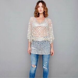 Beautiful AsbyDf nude and silver beaded dress